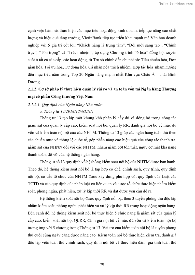 Luận án tiến sĩ kinh tế Khung đánh giá an toàn vốn nội bộ ICAAP của Ngân hàng Thương mại cổ phần Công thương Việt Nam - 8 Trang 90