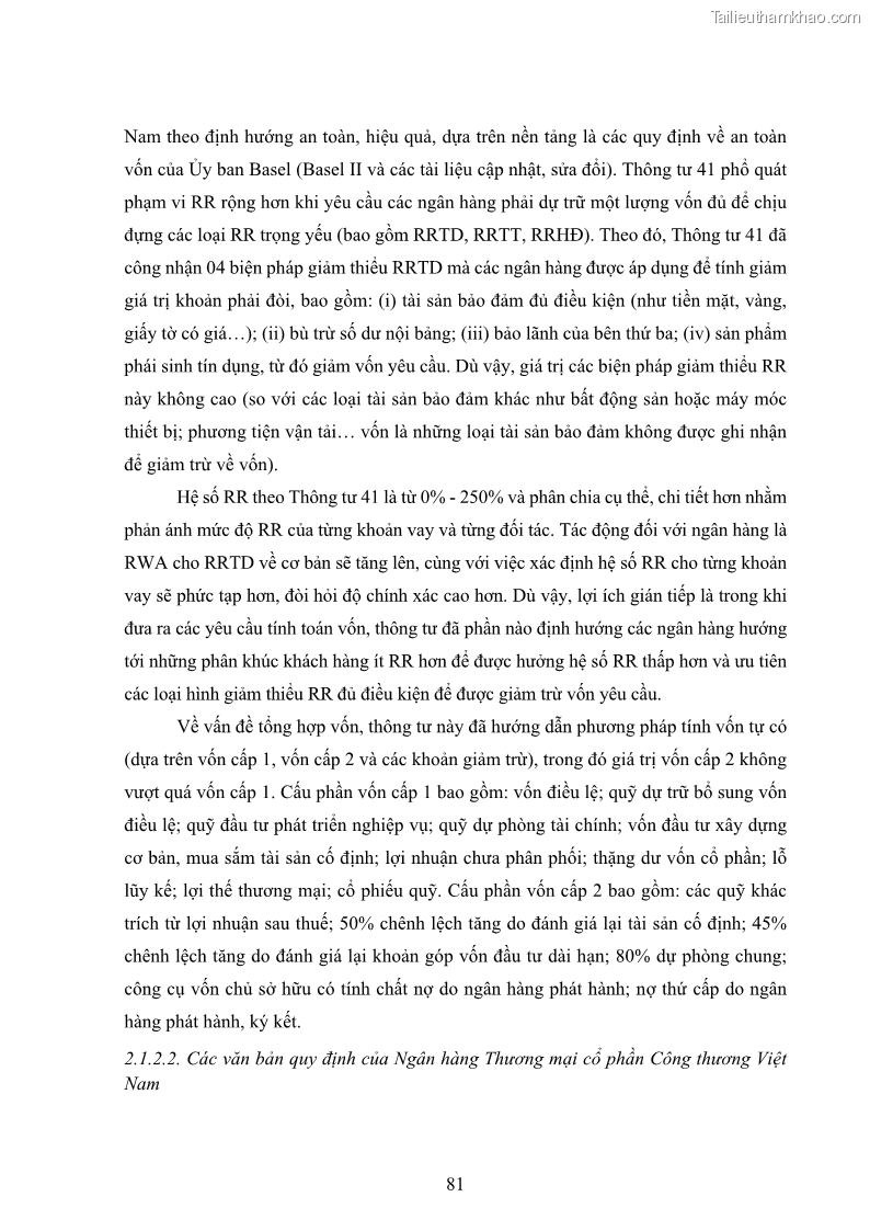 Luận án tiến sĩ kinh tế Khung đánh giá an toàn vốn nội bộ ICAAP của Ngân hàng Thương mại cổ phần Công thương Việt Nam - 8 Trang 92