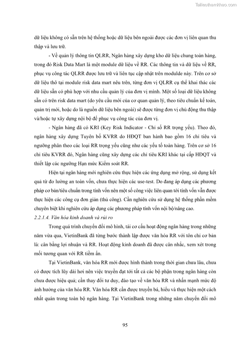 Luận án tiến sĩ kinh tế Khung đánh giá an toàn vốn nội bộ ICAAP của Ngân hàng Thương mại cổ phần Công thương Việt Nam - 9 Trang 106
