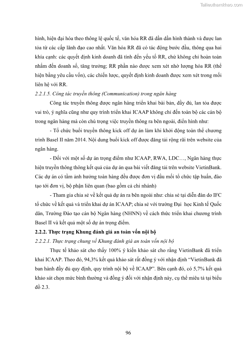 Luận án tiến sĩ kinh tế Khung đánh giá an toàn vốn nội bộ ICAAP của Ngân hàng Thương mại cổ phần Công thương Việt Nam - 9 Trang 107