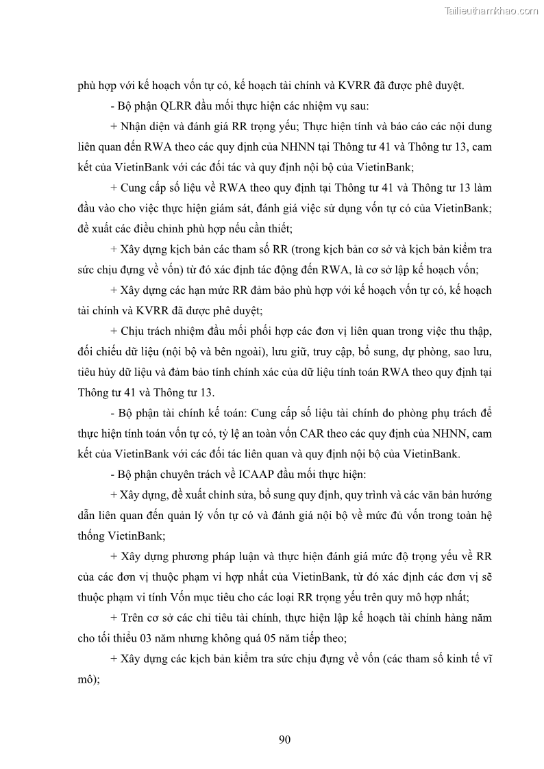Luận án tiến sĩ kinh tế Khung đánh giá an toàn vốn nội bộ ICAAP của Ngân hàng Thương mại cổ phần Công thương Việt Nam - 9 Trang 101