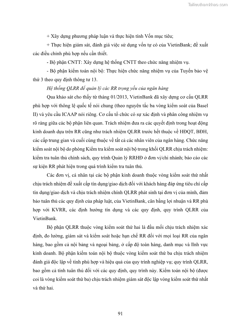 Luận án tiến sĩ kinh tế Khung đánh giá an toàn vốn nội bộ ICAAP của Ngân hàng Thương mại cổ phần Công thương Việt Nam - 9 Trang 102