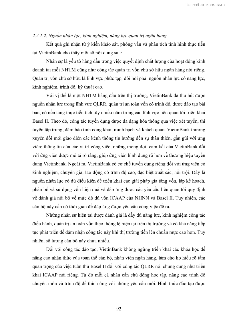 Luận án tiến sĩ kinh tế Khung đánh giá an toàn vốn nội bộ ICAAP của Ngân hàng Thương mại cổ phần Công thương Việt Nam - 9 Trang 103