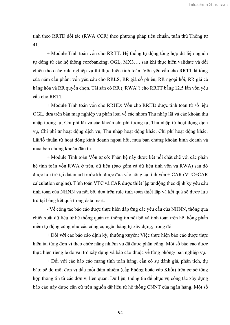 Luận án tiến sĩ kinh tế Khung đánh giá an toàn vốn nội bộ ICAAP của Ngân hàng Thương mại cổ phần Công thương Việt Nam - 9 Trang 105