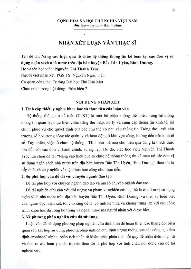 Nâng cao hiệu quả tổ chức hệ thống thông tin kế toán tại các đơn vị sử dụng ngân sách nhà nước trên địa bàn huyện Bắc Tân Uyên Bình Dương 15 8
