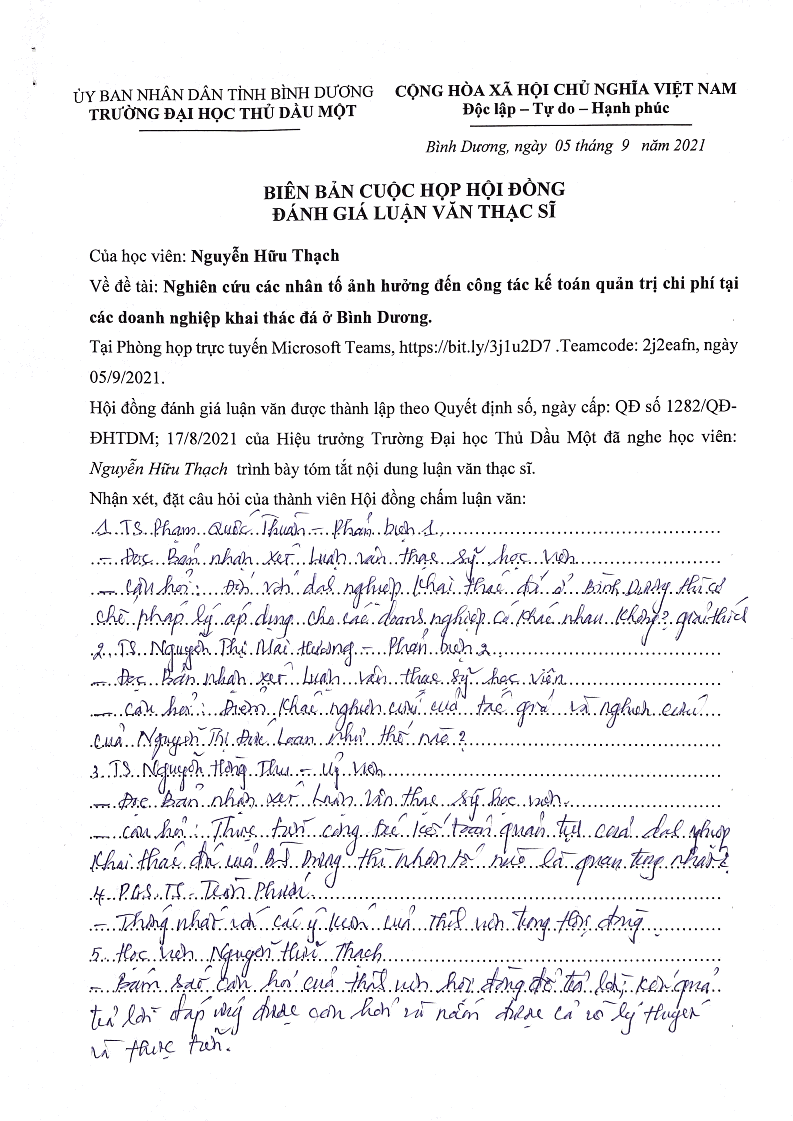 CỘNG HÒA XÃ HỘI CHỦ NGHĨA VIỆT NAM Độc lập – Tự do – Hạnh phúc NHẬN XÉT 1