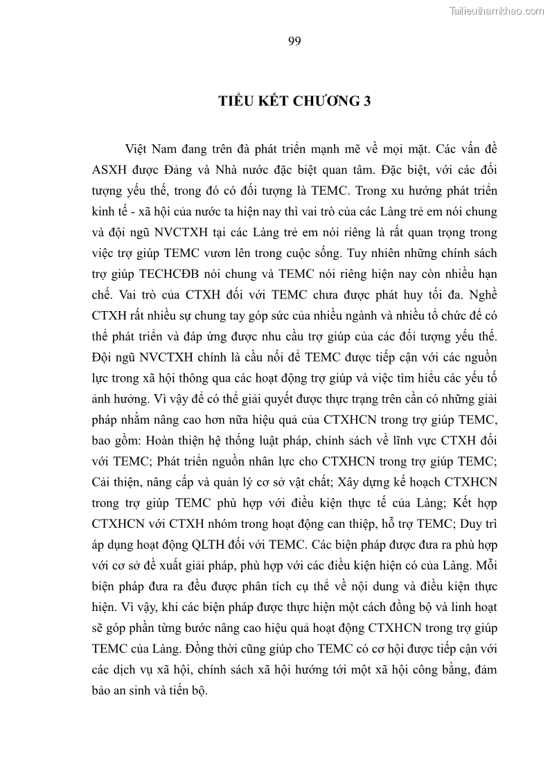 Luận văn thạc sĩ công tác xã hội Công tác xã hội cá nhân trong trợ giúp trẻ em mồ côi tại Làng trẻ em SOS Hà Nội - 10 Trang 109