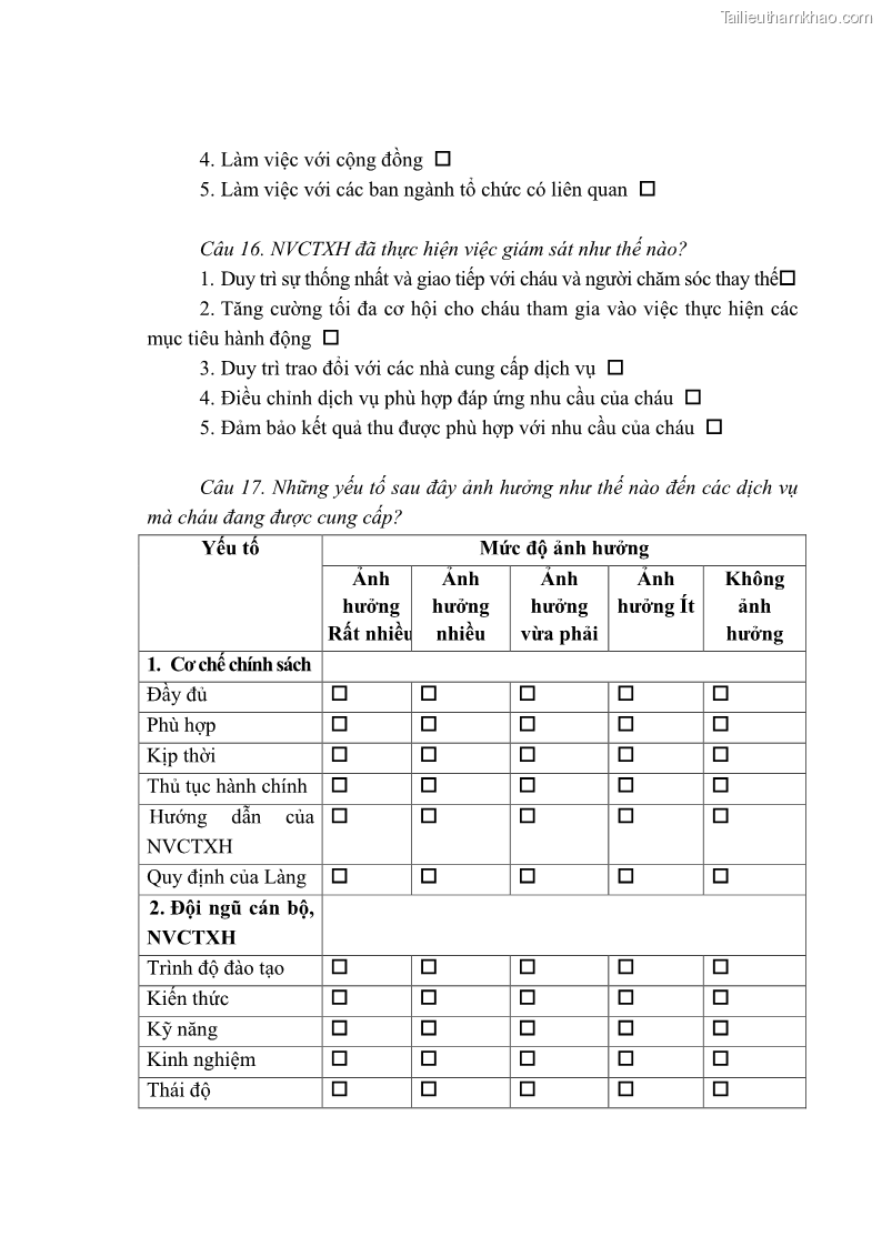 Luận văn thạc sĩ công tác xã hội Công tác xã hội cá nhân trong trợ giúp trẻ em mồ côi tại Làng trẻ em SOS Hà Nội - 10 Trang 119