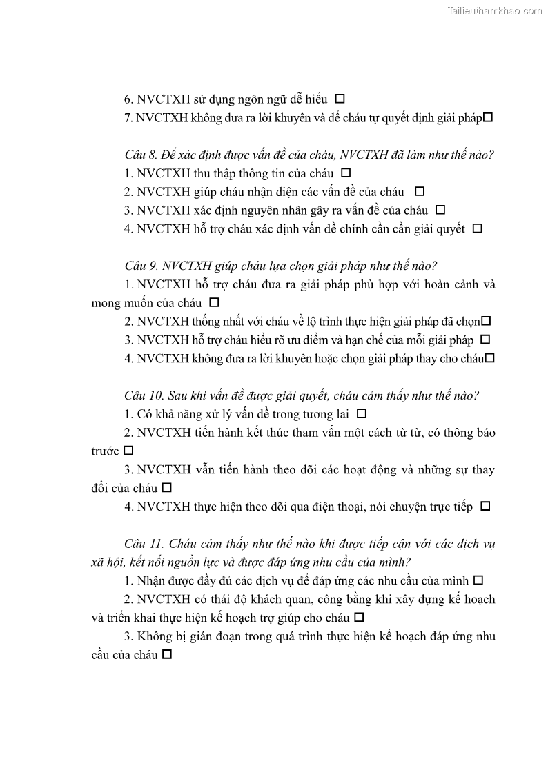 Luận văn thạc sĩ công tác xã hội Công tác xã hội cá nhân trong trợ giúp trẻ em mồ côi tại Làng trẻ em SOS Hà Nội - 10 Trang 117