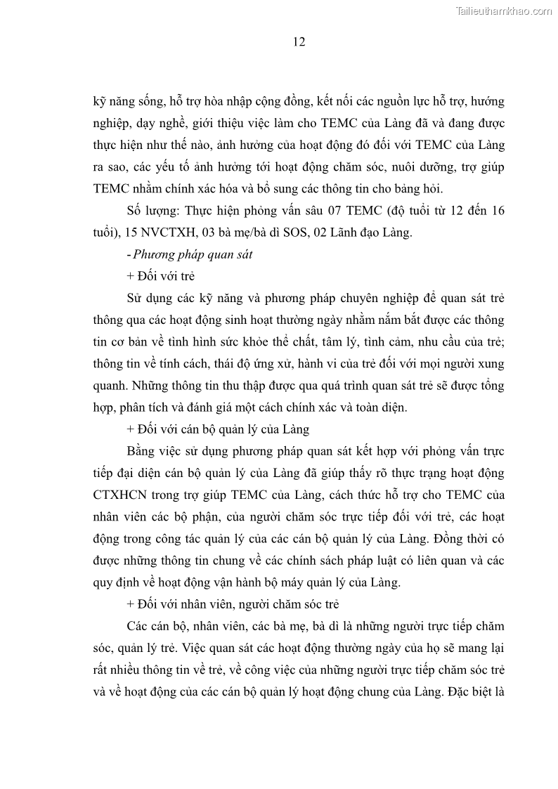 Luận văn thạc sĩ công tác xã hội Công tác xã hội cá nhân trong trợ giúp trẻ em mồ côi tại Làng trẻ em SOS Hà Nội - 2 Trang 22