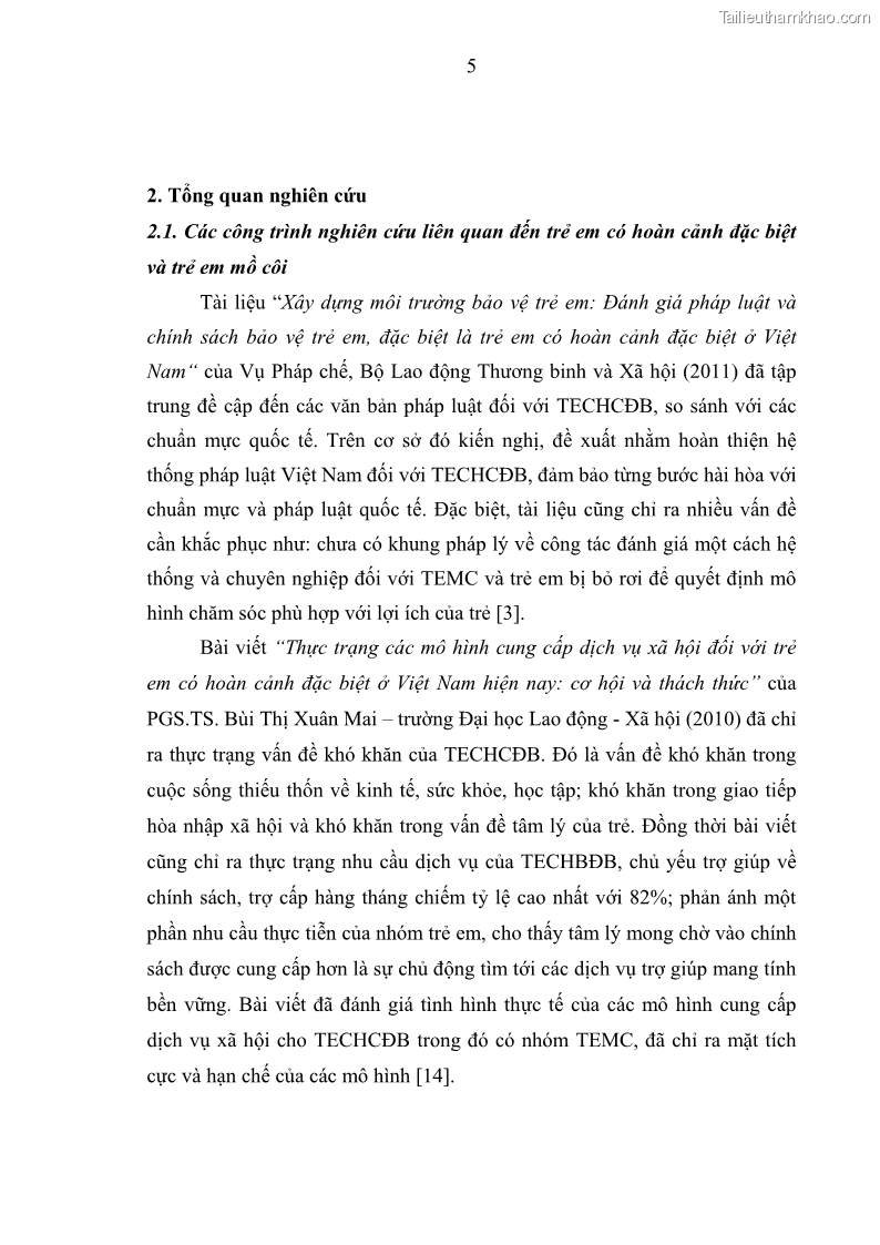 Luận văn thạc sĩ công tác xã hội Công tác xã hội cá nhân trong trợ giúp trẻ em mồ côi tại Làng trẻ em SOS Hà Nội - 2 Trang 15