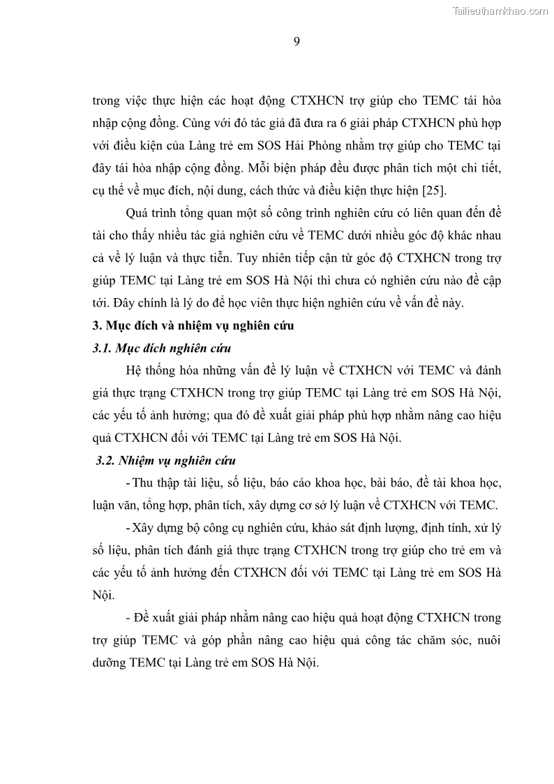 Luận văn thạc sĩ công tác xã hội Công tác xã hội cá nhân trong trợ giúp trẻ em mồ côi tại Làng trẻ em SOS Hà Nội - 2 Trang 19