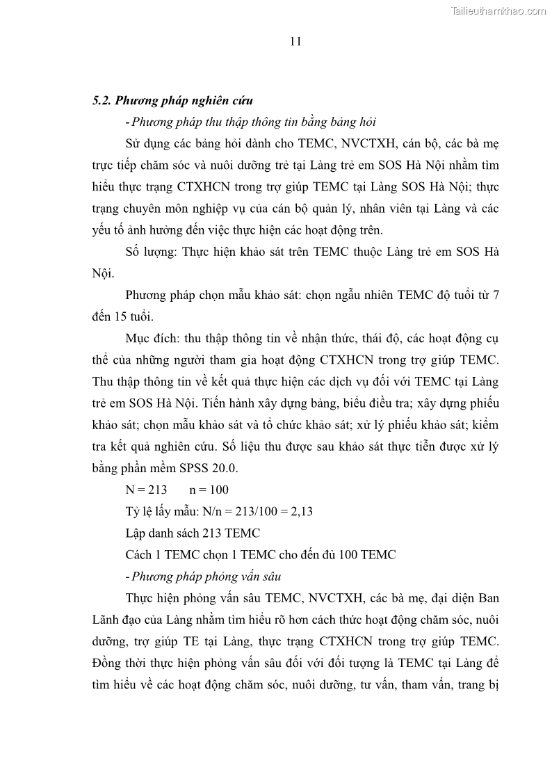 Luận văn thạc sĩ công tác xã hội Công tác xã hội cá nhân trong trợ giúp trẻ em mồ côi tại Làng trẻ em SOS Hà Nội - 2 Trang 21