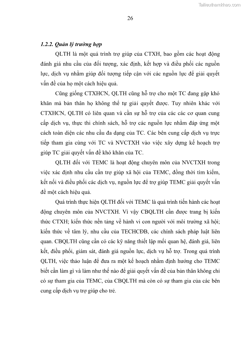 Luận văn thạc sĩ công tác xã hội Công tác xã hội cá nhân trong trợ giúp trẻ em mồ côi tại Làng trẻ em SOS Hà Nội - 3 Trang 36