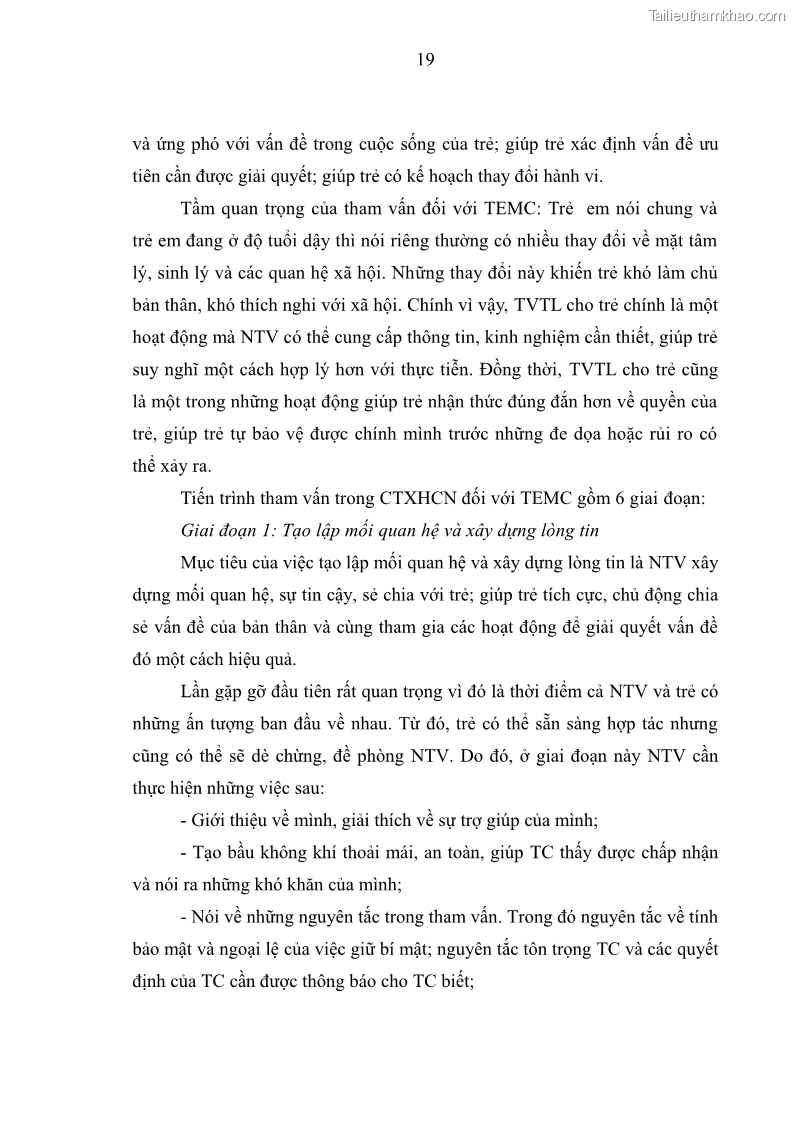 Luận văn thạc sĩ công tác xã hội Công tác xã hội cá nhân trong trợ giúp trẻ em mồ côi tại Làng trẻ em SOS Hà Nội - 3 Trang 29
