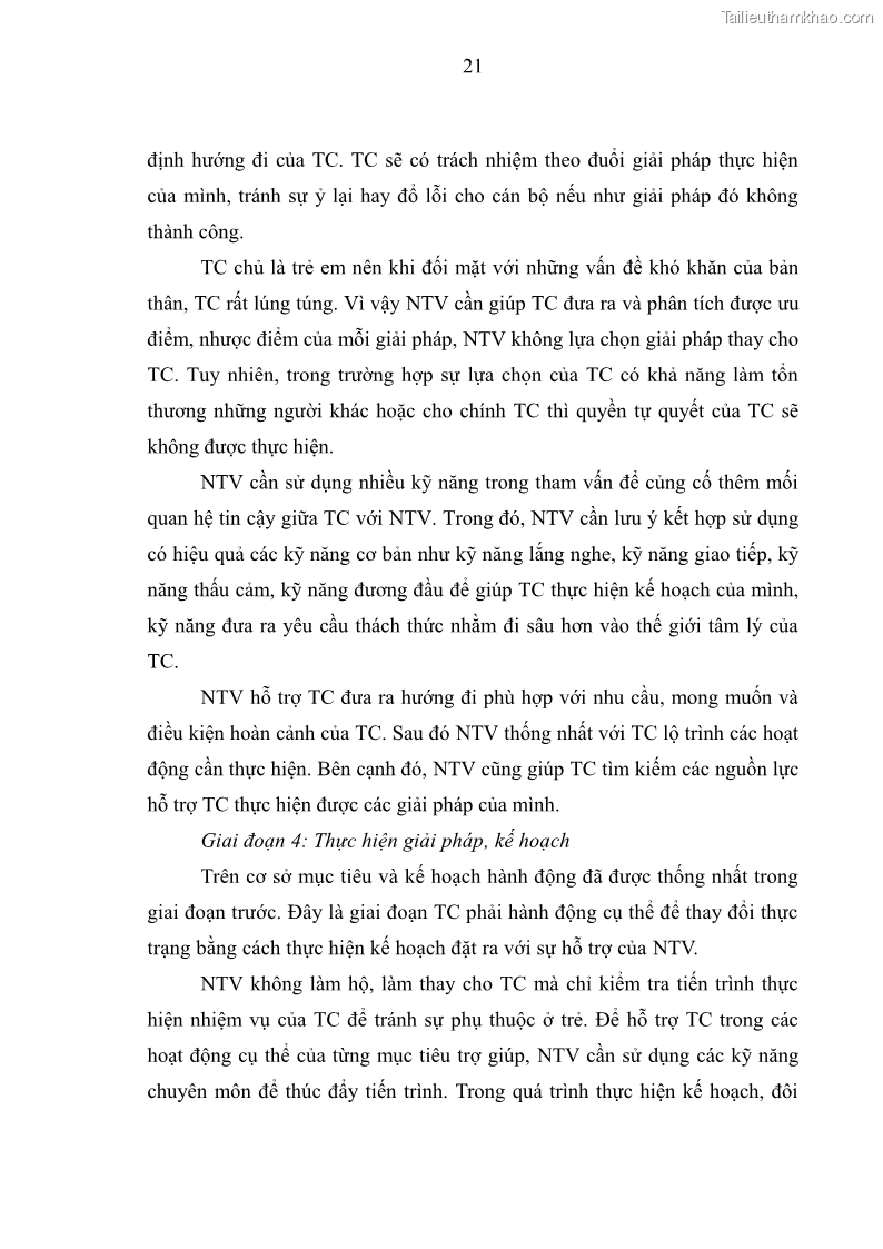 Luận văn thạc sĩ công tác xã hội Công tác xã hội cá nhân trong trợ giúp trẻ em mồ côi tại Làng trẻ em SOS Hà Nội - 3 Trang 31