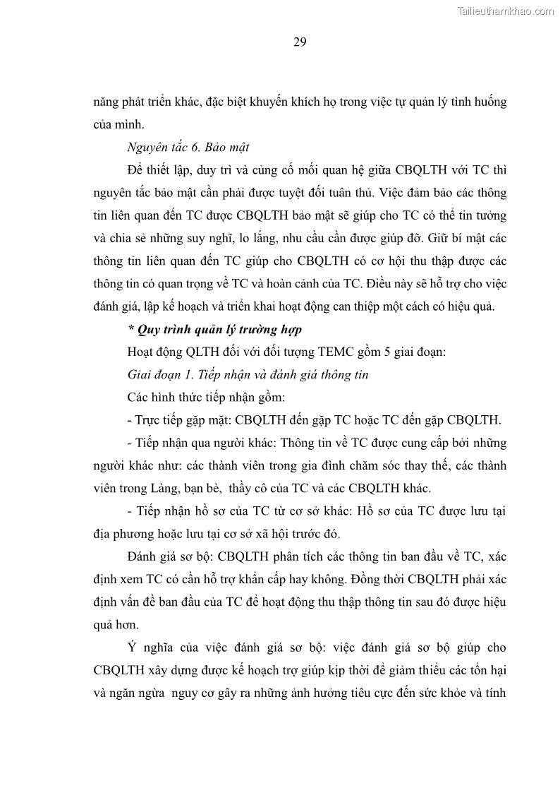 Luận văn thạc sĩ công tác xã hội Công tác xã hội cá nhân trong trợ giúp trẻ em mồ côi tại Làng trẻ em SOS Hà Nội - 4 Trang 39