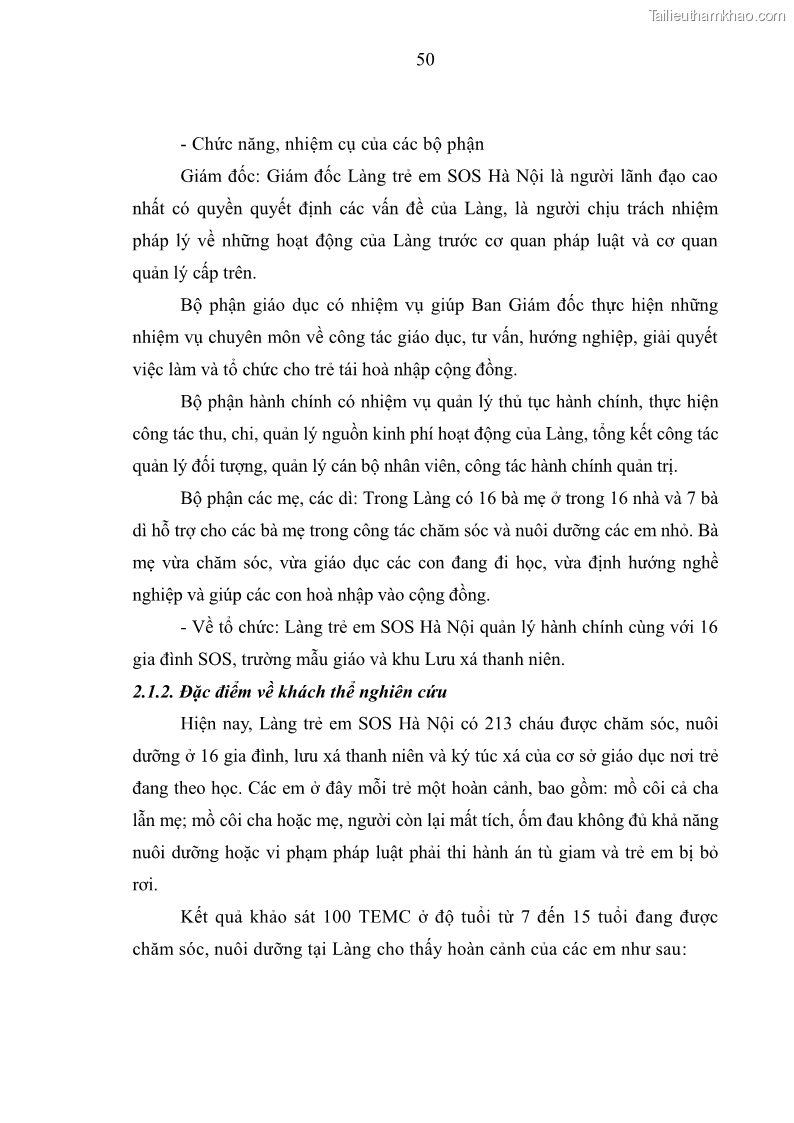 Luận văn thạc sĩ công tác xã hội Công tác xã hội cá nhân trong trợ giúp trẻ em mồ côi tại Làng trẻ em SOS Hà Nội - 5 Trang 60
