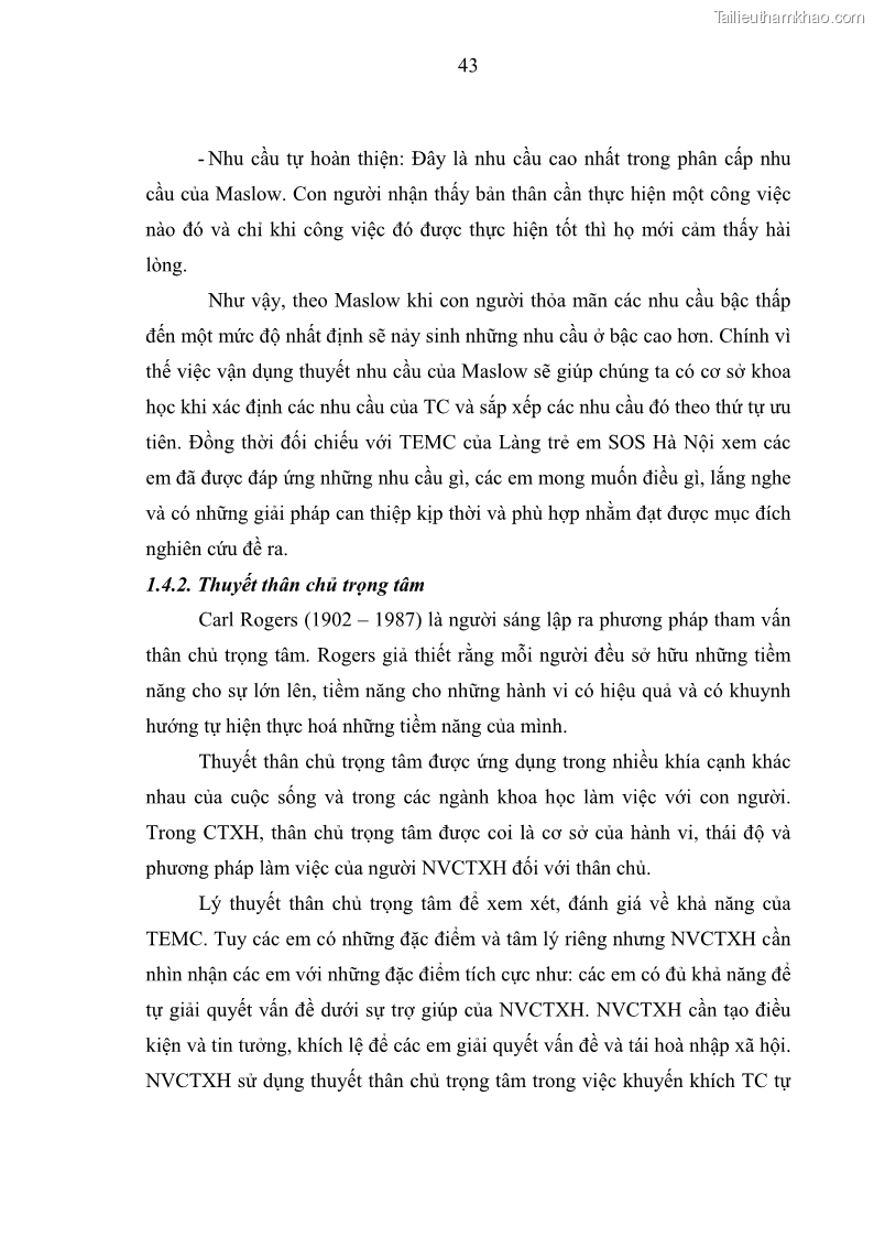 Luận văn thạc sĩ công tác xã hội Công tác xã hội cá nhân trong trợ giúp trẻ em mồ côi tại Làng trẻ em SOS Hà Nội - 5 Trang 53
