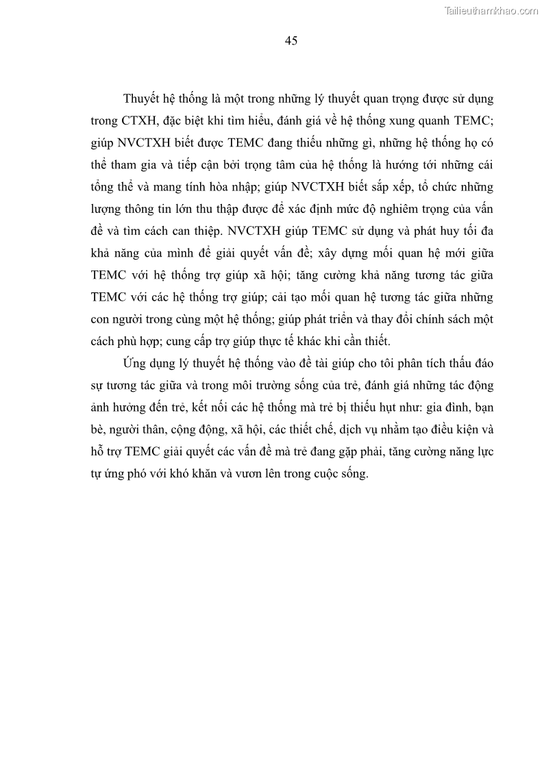 Luận văn thạc sĩ công tác xã hội Công tác xã hội cá nhân trong trợ giúp trẻ em mồ côi tại Làng trẻ em SOS Hà Nội - 5 Trang 55