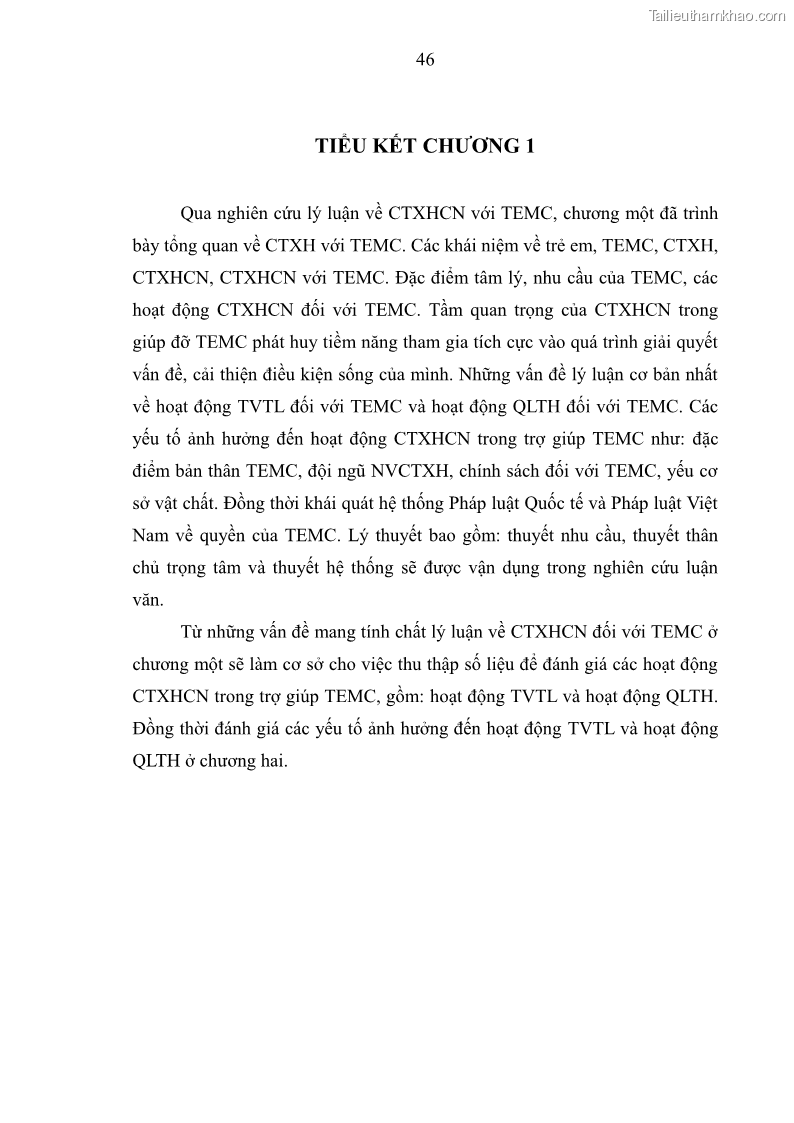 Luận văn thạc sĩ công tác xã hội Công tác xã hội cá nhân trong trợ giúp trẻ em mồ côi tại Làng trẻ em SOS Hà Nội - 5 Trang 56