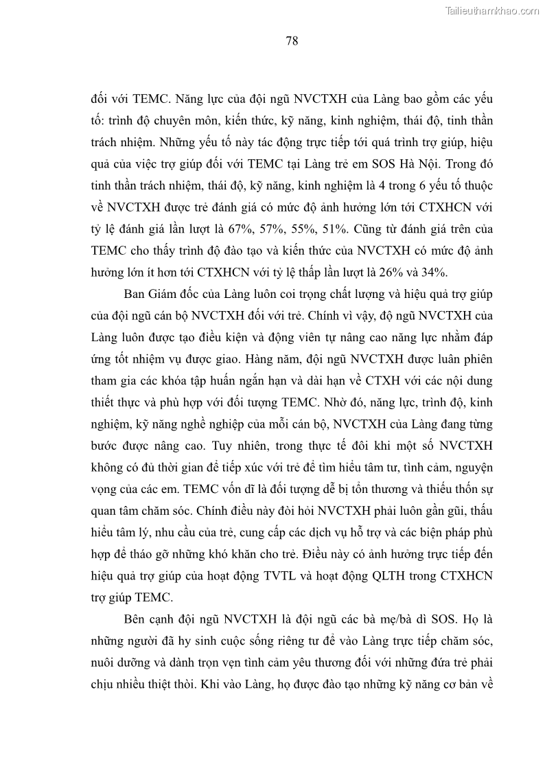 Luận văn thạc sĩ công tác xã hội Công tác xã hội cá nhân trong trợ giúp trẻ em mồ côi tại Làng trẻ em SOS Hà Nội - 8 Trang 88