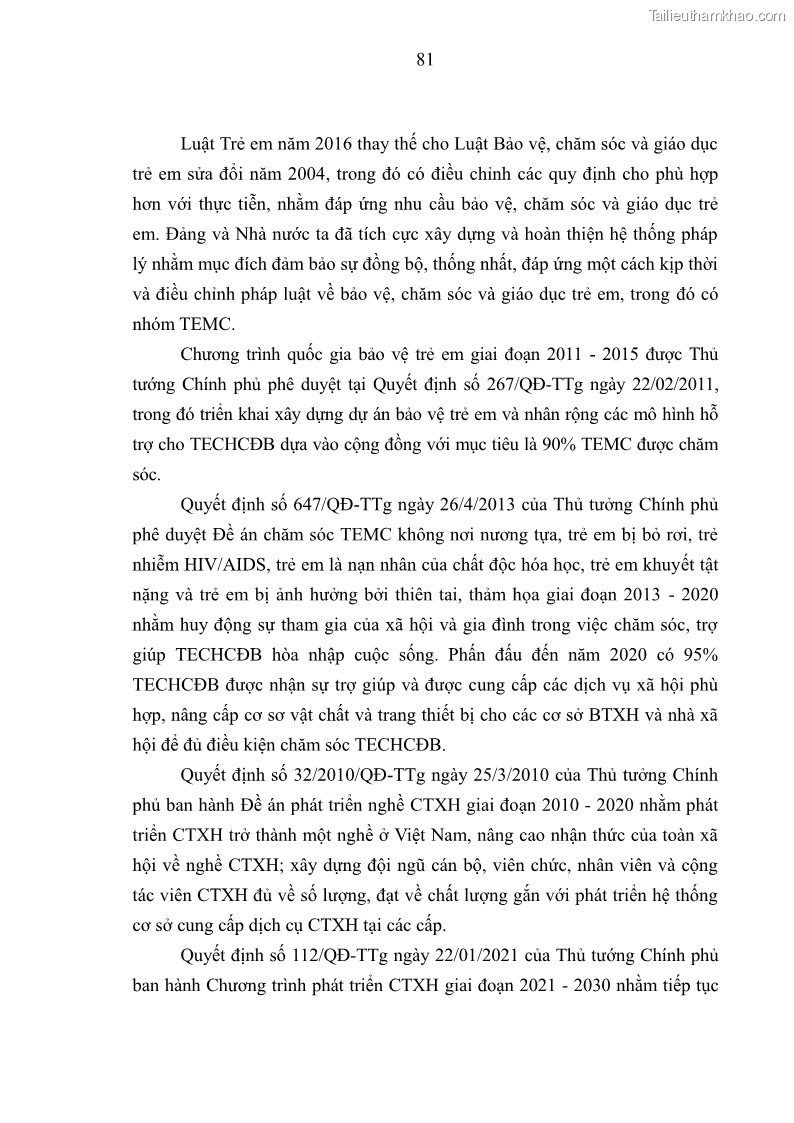 Luận văn thạc sĩ công tác xã hội Công tác xã hội cá nhân trong trợ giúp trẻ em mồ côi tại Làng trẻ em SOS Hà Nội - 8 Trang 91