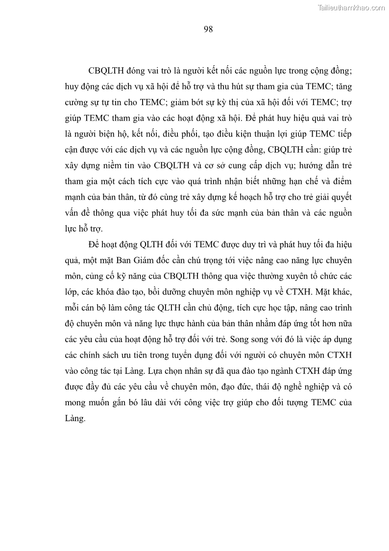 Luận văn thạc sĩ công tác xã hội Công tác xã hội cá nhân trong trợ giúp trẻ em mồ côi tại Làng trẻ em SOS Hà Nội - 9 Trang 108