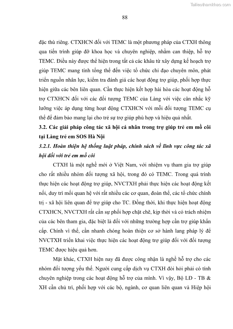 Luận văn thạc sĩ công tác xã hội Công tác xã hội cá nhân trong trợ giúp trẻ em mồ côi tại Làng trẻ em SOS Hà Nội - 9 Trang 98