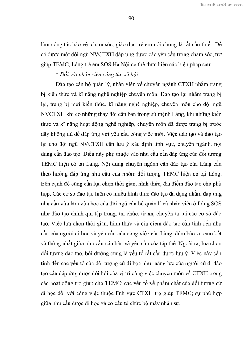Luận văn thạc sĩ công tác xã hội Công tác xã hội cá nhân trong trợ giúp trẻ em mồ côi tại Làng trẻ em SOS Hà Nội - 9 Trang 100