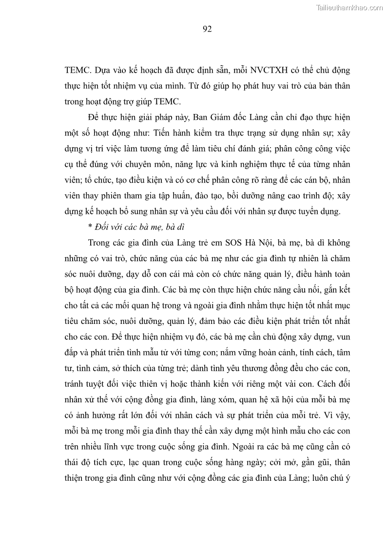 Luận văn thạc sĩ công tác xã hội Công tác xã hội cá nhân trong trợ giúp trẻ em mồ côi tại Làng trẻ em SOS Hà Nội - 9 Trang 102