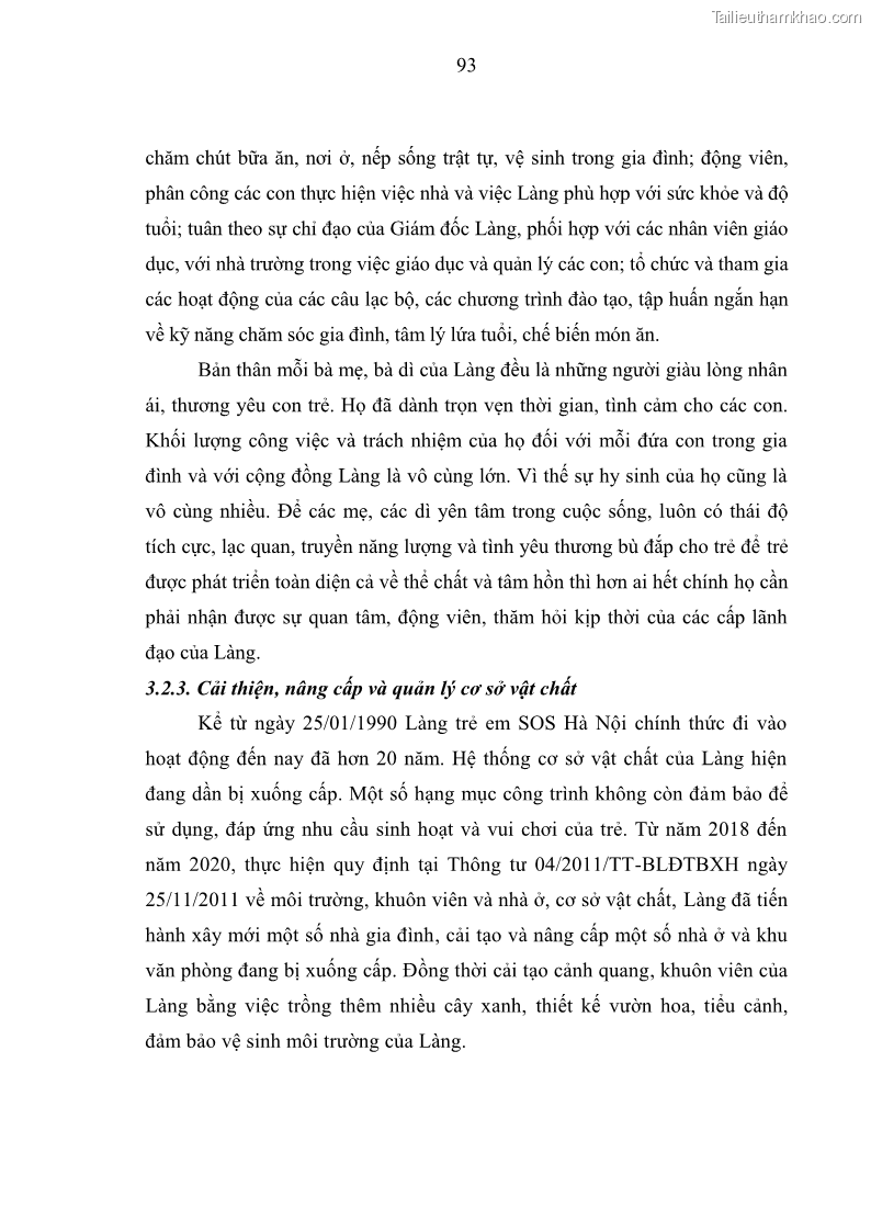 Luận văn thạc sĩ công tác xã hội Công tác xã hội cá nhân trong trợ giúp trẻ em mồ côi tại Làng trẻ em SOS Hà Nội - 9 Trang 103