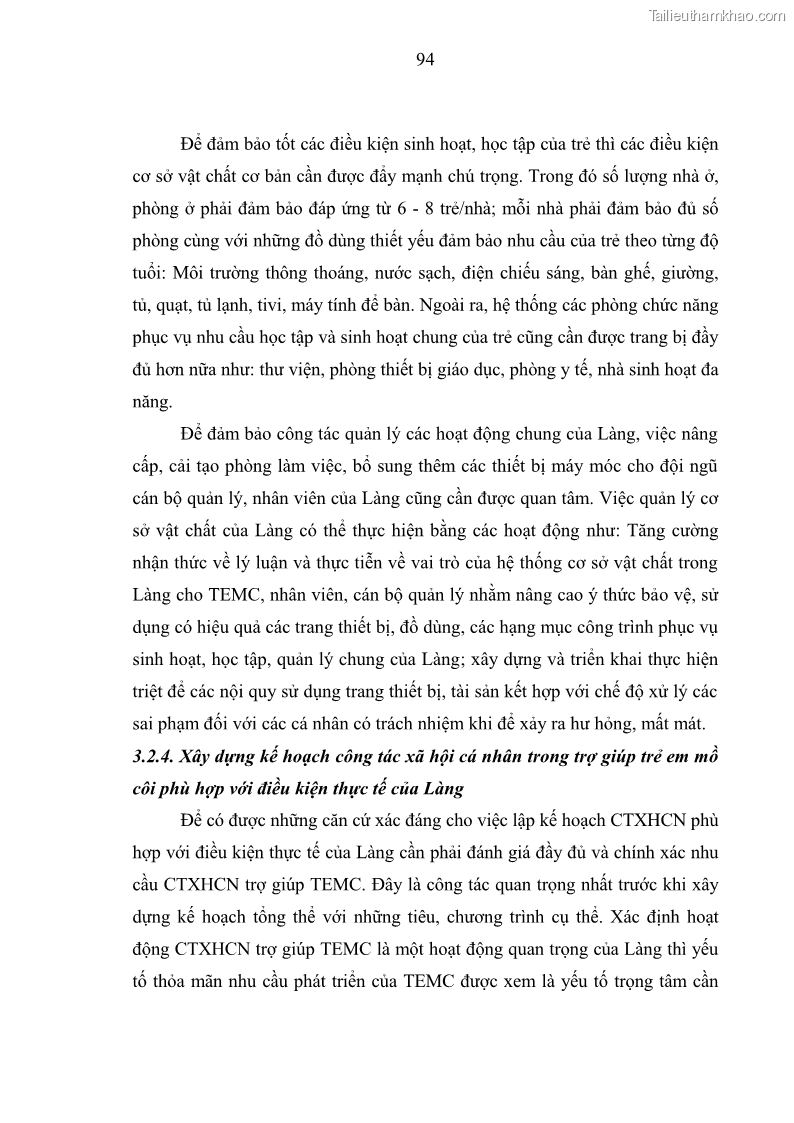 Luận văn thạc sĩ công tác xã hội Công tác xã hội cá nhân trong trợ giúp trẻ em mồ côi tại Làng trẻ em SOS Hà Nội - 9 Trang 104