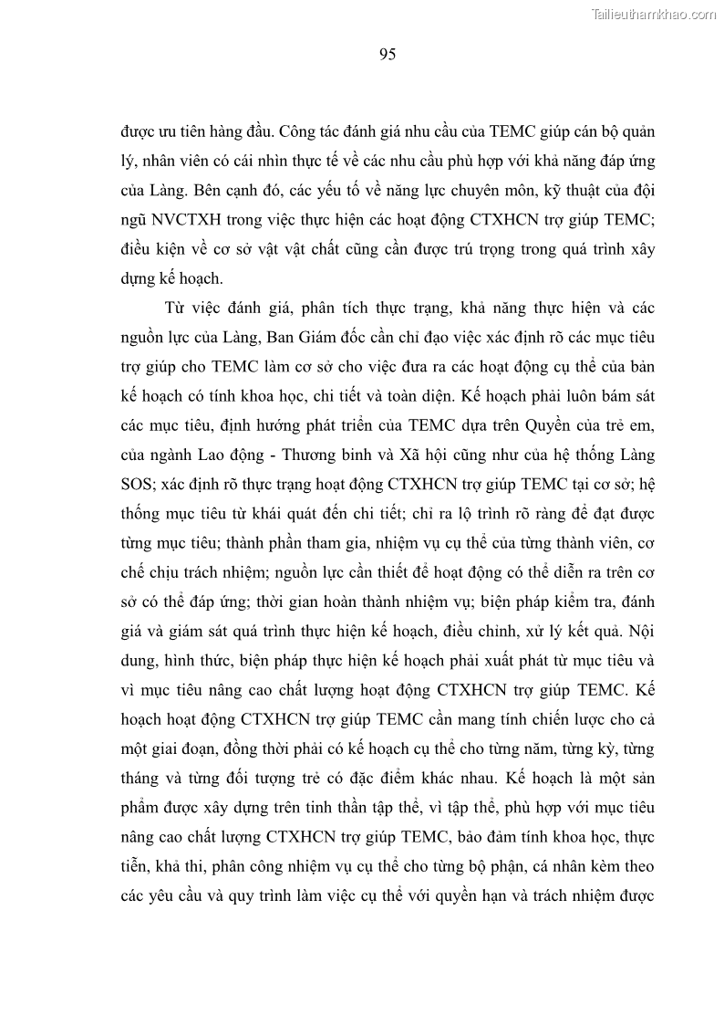 Luận văn thạc sĩ công tác xã hội Công tác xã hội cá nhân trong trợ giúp trẻ em mồ côi tại Làng trẻ em SOS Hà Nội - 9 Trang 105