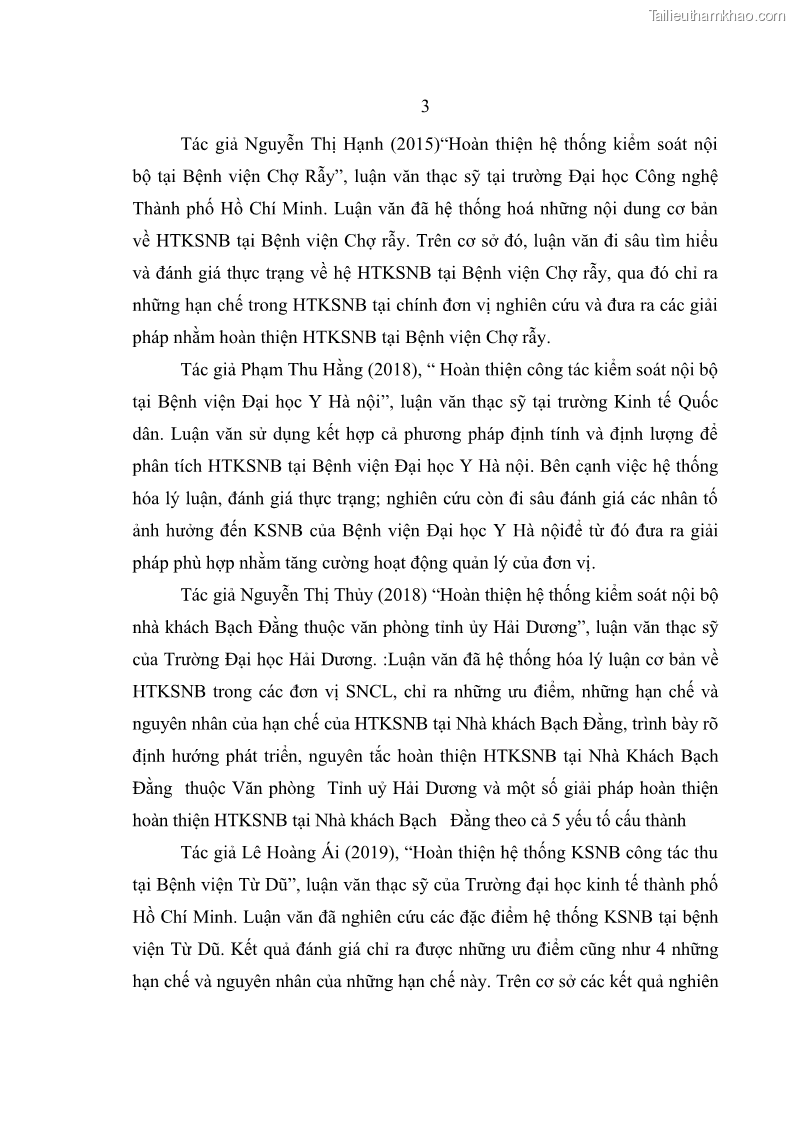 Luận văn thạc sĩ kế toán Hoàn thiện hệ thống kiểm soát nội bộ tại Bệnh viện Hữu nghị Việt Đức - 1 Trang 11