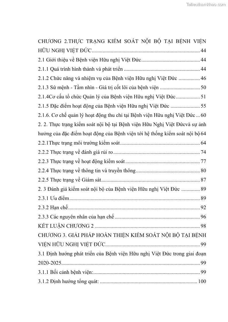 Luận văn thạc sĩ kế toán Hoàn thiện hệ thống kiểm soát nội bộ tại Bệnh viện Hữu nghị Việt Đức - 1 Trang 5