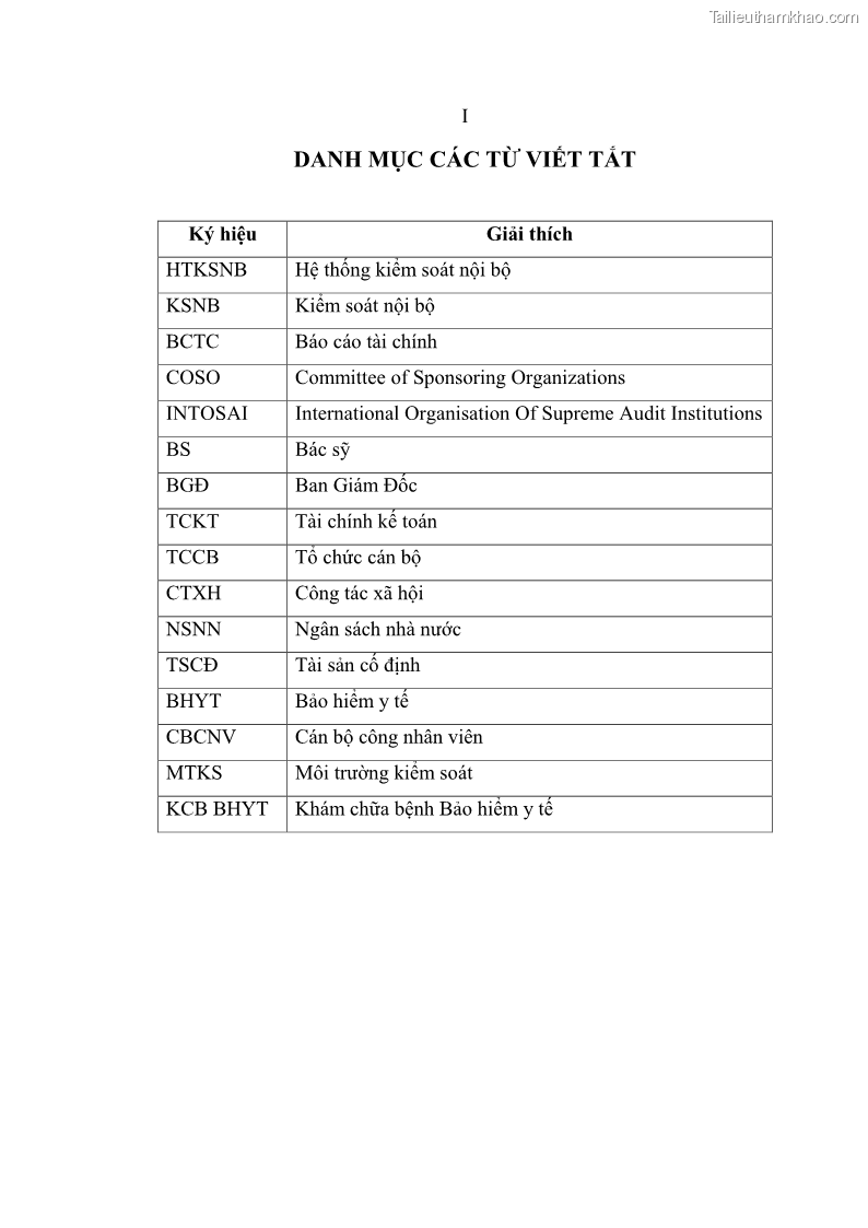 Luận văn thạc sĩ kế toán Hoàn thiện hệ thống kiểm soát nội bộ tại Bệnh viện Hữu nghị Việt Đức - 1 Trang 7