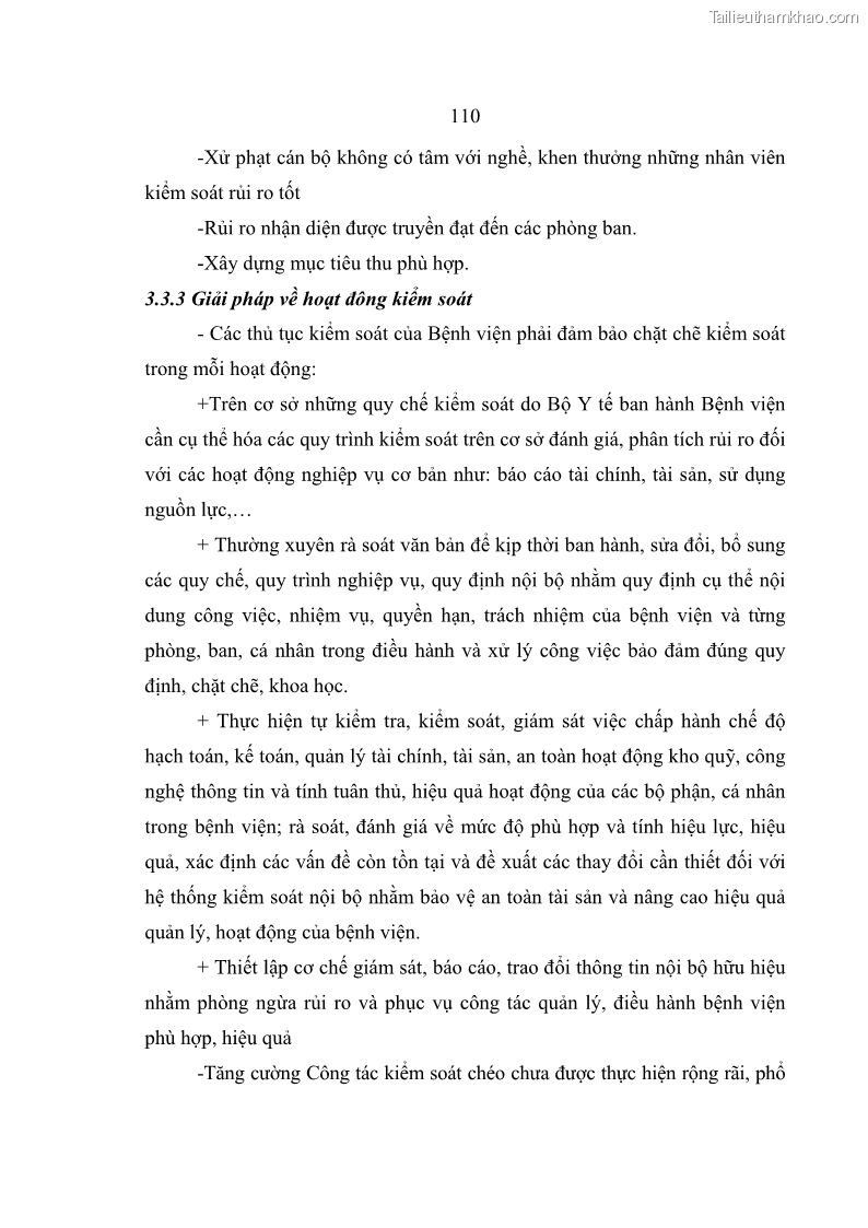Luận văn thạc sĩ kế toán Hoàn thiện hệ thống kiểm soát nội bộ tại Bệnh viện Hữu nghị Việt Đức - 10 Trang 118