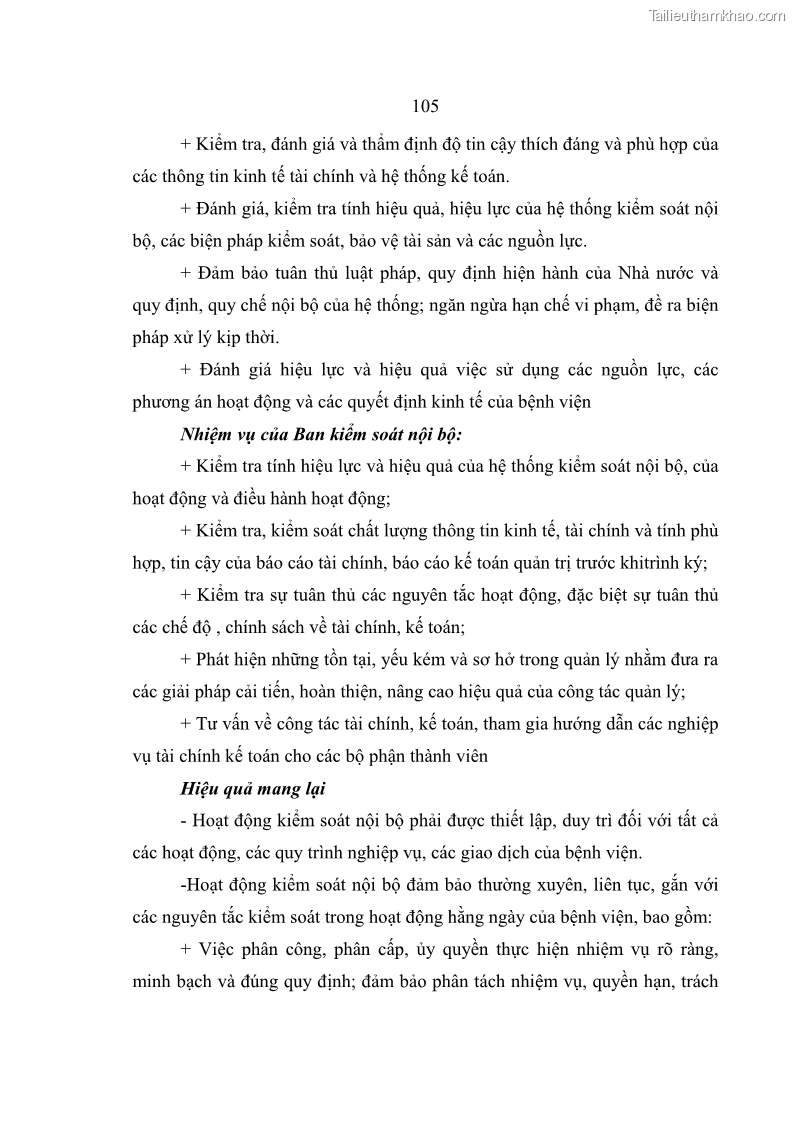 Luận văn thạc sĩ kế toán Hoàn thiện hệ thống kiểm soát nội bộ tại Bệnh viện Hữu nghị Việt Đức - 10 Trang 113