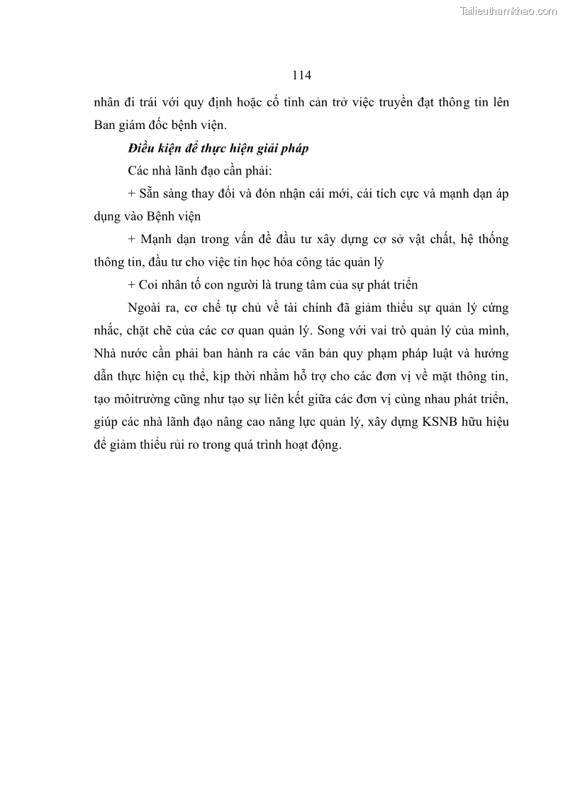 Luận văn thạc sĩ kế toán Hoàn thiện hệ thống kiểm soát nội bộ tại Bệnh viện Hữu nghị Việt Đức - 11 Trang 122