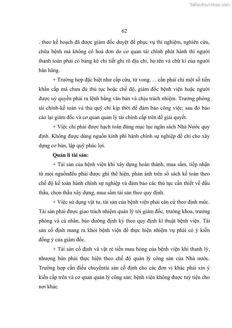 Luận văn thạc sĩ kế toán Hoàn thiện hệ thống kiểm soát nội bộ tại Bệnh viện Hữu nghị Việt Đức - 6 Trang 70