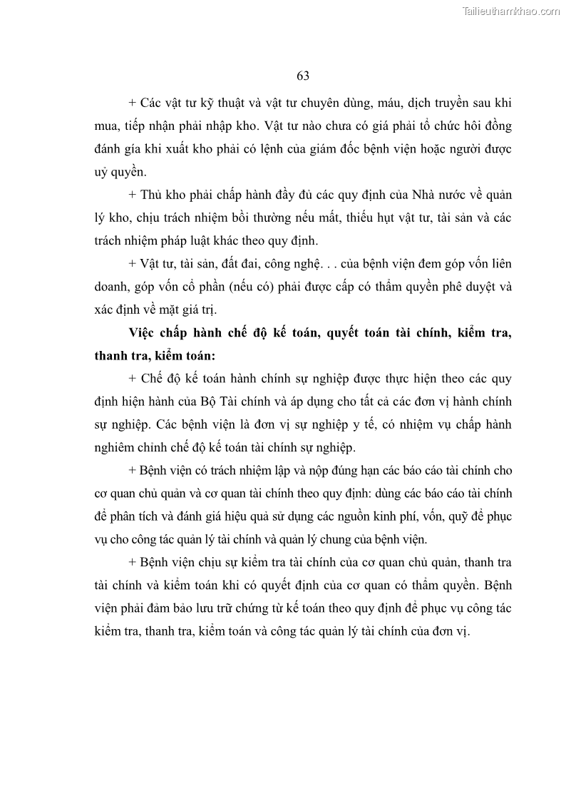 Luận văn thạc sĩ kế toán Hoàn thiện hệ thống kiểm soát nội bộ tại Bệnh viện Hữu nghị Việt Đức - 6 Trang 71