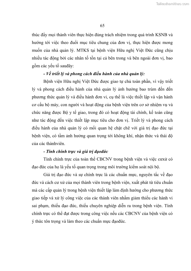 Luận văn thạc sĩ kế toán Hoàn thiện hệ thống kiểm soát nội bộ tại Bệnh viện Hữu nghị Việt Đức - 7 Trang 73