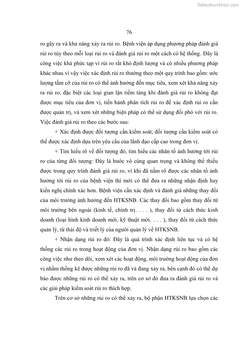 Luận văn thạc sĩ kế toán Hoàn thiện hệ thống kiểm soát nội bộ tại Bệnh viện Hữu nghị Việt Đức - 7 Trang 84