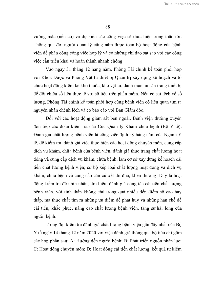 Luận văn thạc sĩ kế toán Hoàn thiện hệ thống kiểm soát nội bộ tại Bệnh viện Hữu nghị Việt Đức - 8 Trang 96