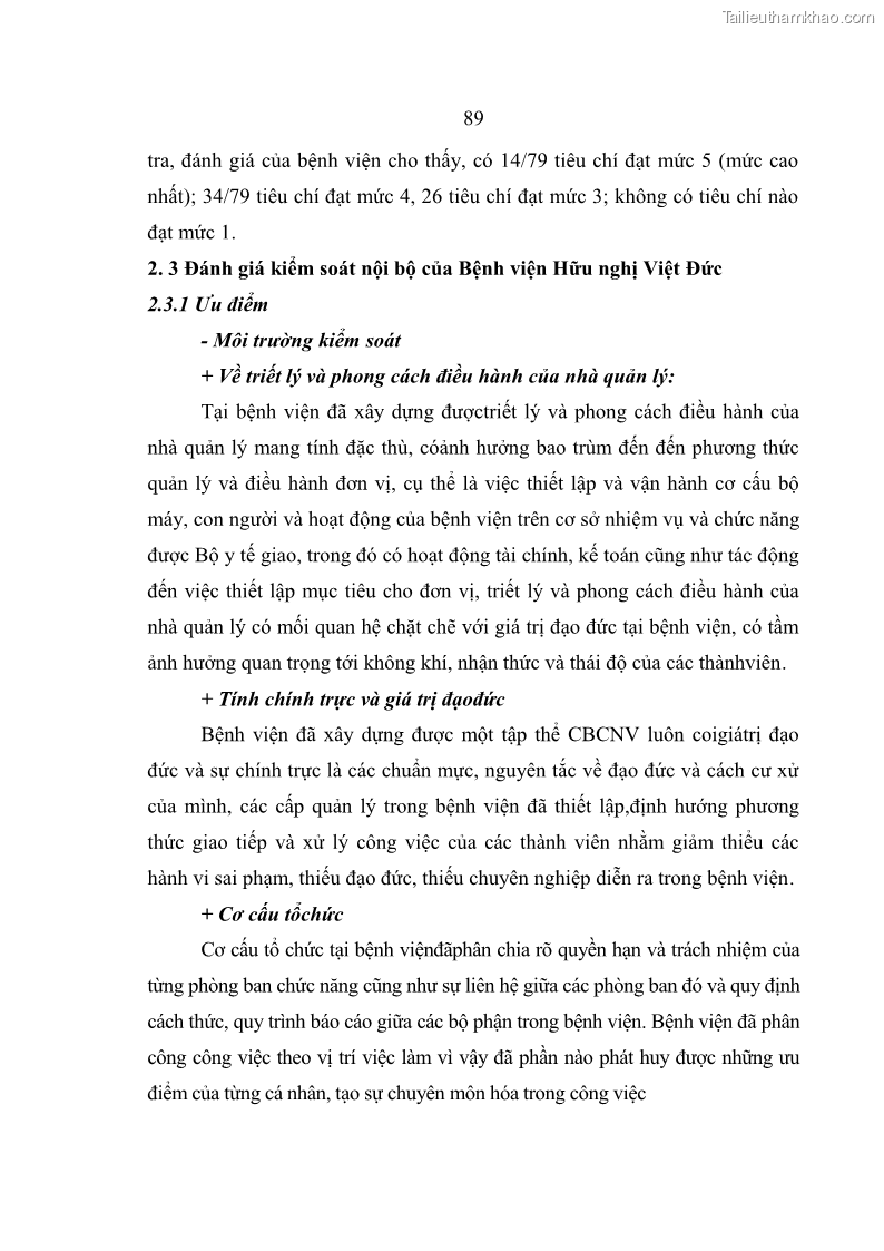 Luận văn thạc sĩ kế toán Hoàn thiện hệ thống kiểm soát nội bộ tại Bệnh viện Hữu nghị Việt Đức - 9 Trang 97
