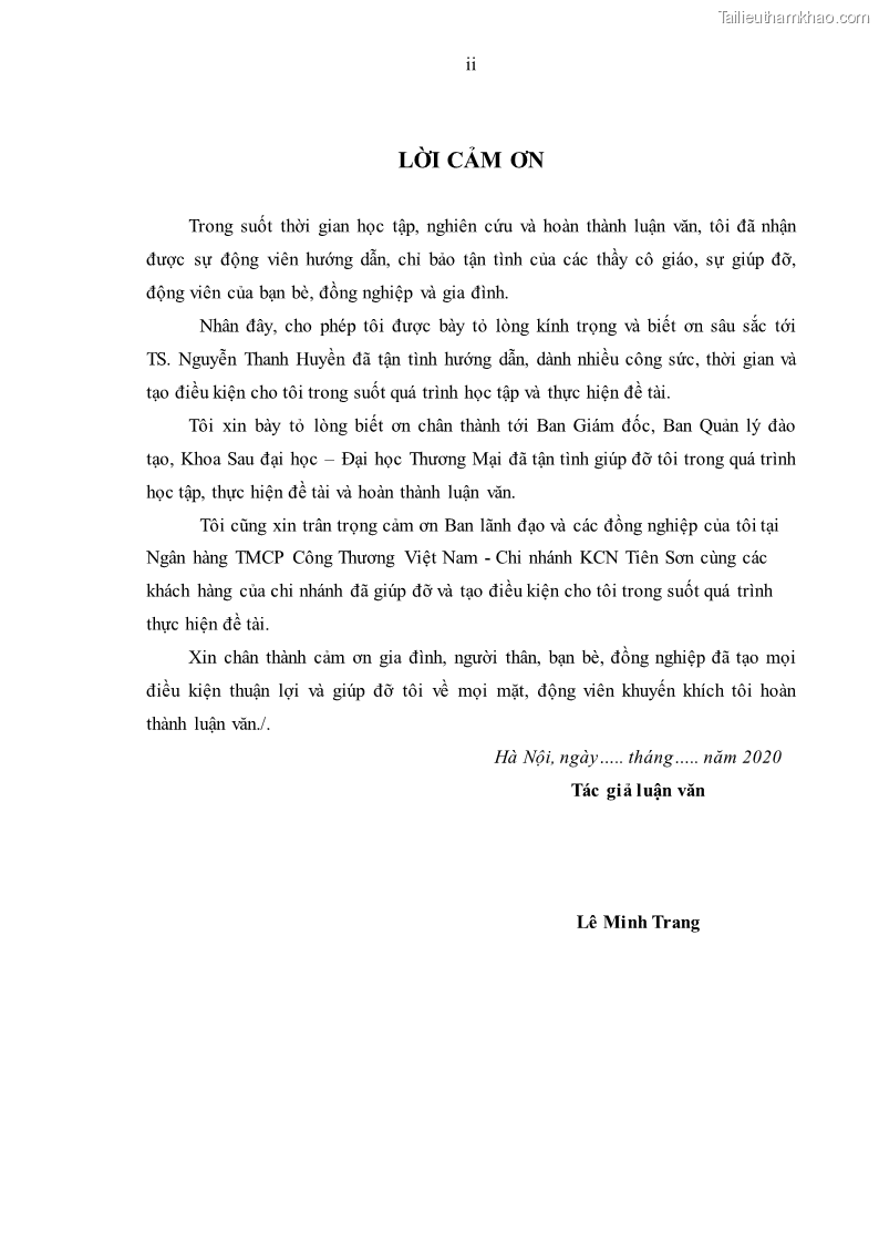 Luận văn thạc sĩ kinh tế Huy động vốn tiền gửi khách hàng cá nhân tại Ngân hàng TMCP Công thương VN – CN KCN Tiên Sơn - 1 Trang 4