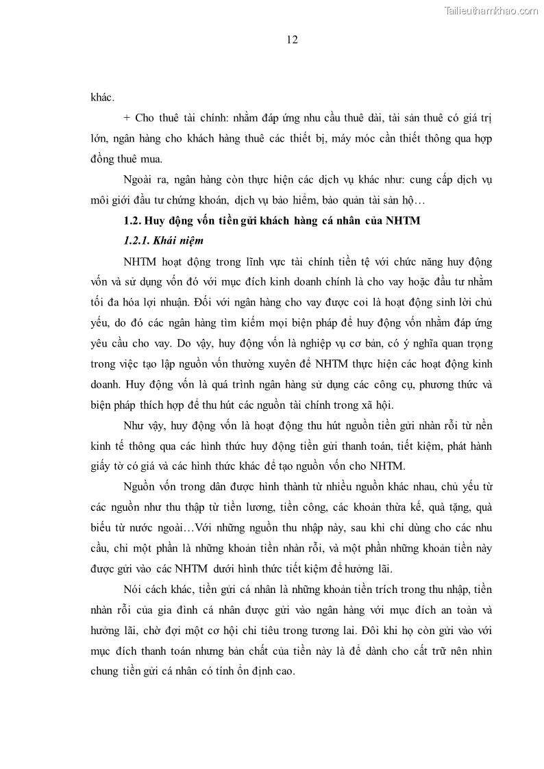 Luận văn thạc sĩ kinh tế Huy động vốn tiền gửi khách hàng cá nhân tại Ngân hàng TMCP Công thương VN – CN KCN Tiên Sơn - 2 Trang 22