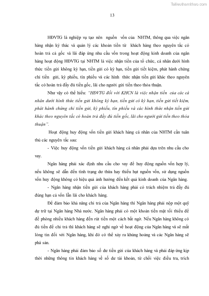 Luận văn thạc sĩ kinh tế Huy động vốn tiền gửi khách hàng cá nhân tại Ngân hàng TMCP Công thương VN – CN KCN Tiên Sơn - 2 Trang 23