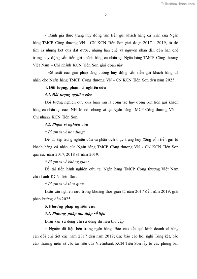 Luận văn thạc sĩ kinh tế Huy động vốn tiền gửi khách hàng cá nhân tại Ngân hàng TMCP Công thương VN – CN KCN Tiên Sơn - 2 Trang 15